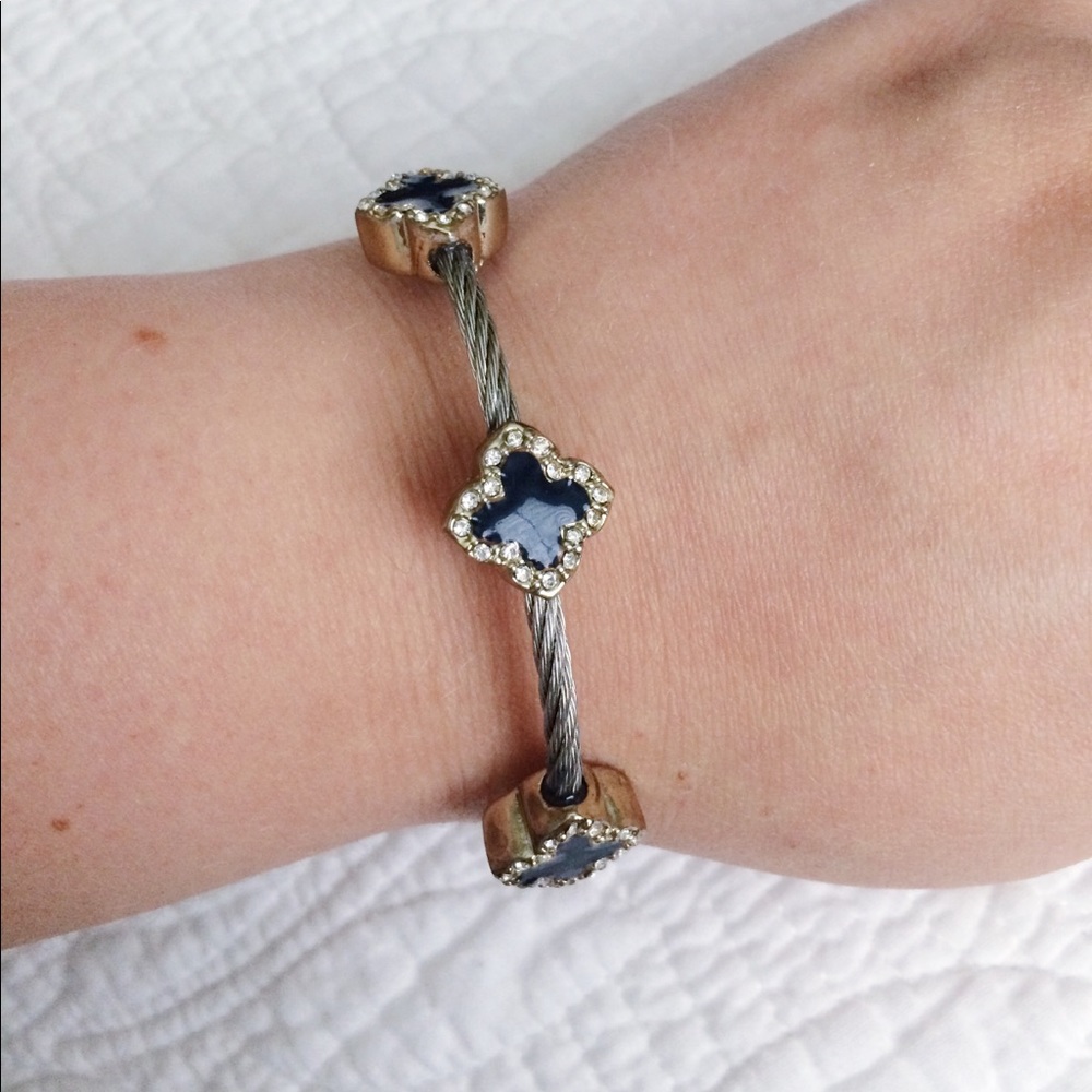 Two-Tone Metal Bracelet with Navy